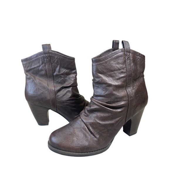 Indigo by Clark’s Shoes - Indigo by Clarks Brown Leather Heel Ankle Boot Bootie Women's 10 M Slouch